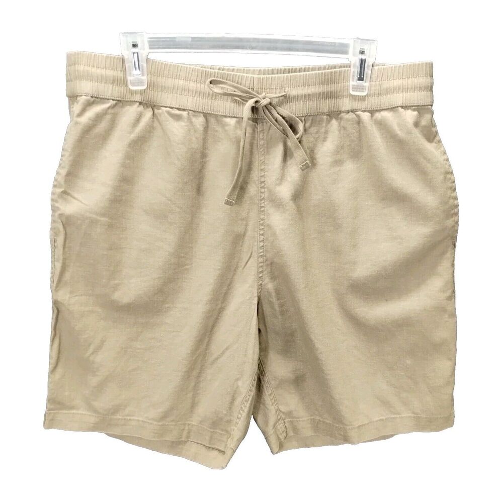 TenTree Shorts Women's L XL Hemp Organic Cotton Drawstring Waist Pockets Tan